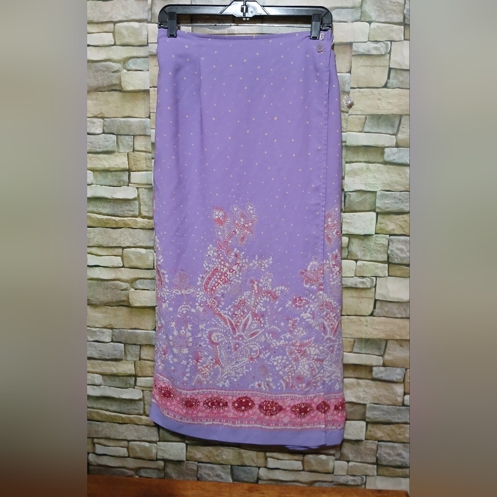 New Sag‎ Harbor Lavender Skirt Floral Polka Dot Size 14 Cottagecore